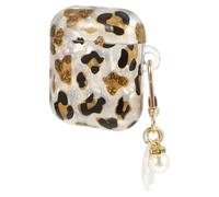 UTHCLO Leopard Print Tpu Wireless Earphone Sleeve with Anti-lost Hook Compatible with Airpods Smooth Texture Protective Case for Travel and Everyday Use