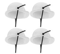 UTHCLO Lightweight Plastic Construction Hard Hat White with Spring Rope Connection 4pcs Mini Pet Safety Helmet Playful Helmet for Small Dogs and Cats for Outdoor Adventures and Social