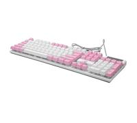UTHCLO Mechanical Gaming Keyboard 104 Keys Rgb Backlit Wired Silent Switches Full Layout for Desktop Users with Ergonomic Design White and Pink Dual-color Lighting