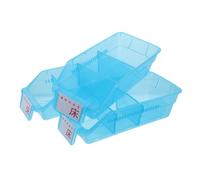 UTHCLO Medicine Storage Organizer Box with 2 Removable Dividers, Blue Plastic Cabinet Shelf Bin 30×13.5cm, Space-Saving Stackable Pharmacy Medication Organizer for Home, Hospital, Clinic