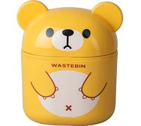 UTHCLO Mini Desk Trash Can Plastic Small Waste Basket with Lid Yellow Desktop Trash Bin for Living Room Bedroom Office