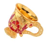 UTHCLO Mini Metal Baijiu Shot Glasses with Embossed Floral Pattern, Vintage Gold Aluminum Drinking Cups for Home Use and Ceremonial Toasts, Anti-Breaking Small Whiskey Goblets