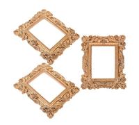 UTHCLO Mini Picture Frames Vintage Photo Frame Ornaments in Golden Resin Retro Style 3pcs for Home Decor and Display Props for Jewellery Or Small Items