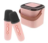 UTHCLO Mini Portable Karaoke Speaker with Wireless Microphones Compact Travel Speaker with Mic for Home and Outdoor Party Lightweight and Easy to Carry Dual Mic
