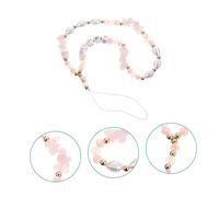 UTHCLO Mobile Phone Chain with Stone Pearl Design Anti-lost Wrist Lanyard for Mobile Phones and Bags Decorative and Stylish Pink