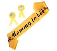 UTHCLO Mommy Sash and Daddy Corsage Maternity Badge Pin for Shower Photo Props Yellow Shoulder Belt for Gender Reveal Party and Dress Decoration