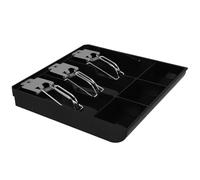 UTHCLO Money Organizer Money Tray Black Plastic Cash Register Tray with Coin Compartments Bill Compartments and Metal Clip for Storing Bank Cards and Currency in Supermarkets