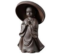 UTHCLO Monk Shape Ceramic Tea Pet with Built in Kung Fu Tea Filter Odorless Sturdy Pottery Ornament Unique Office and Home Adornment