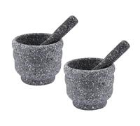 UTHCLO Mortar and Pestle Set Ergonomic round Pp Grinder Bowls with Granite Texture Design 2pcs for Cooking Seasoning and Medicine Preparation, for Elders and Those with Weaker Grip