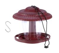 UTHCLO Mushroom Shape Outdoor Hanging Plastic Bird Feeder with Red S-hook Weather-resistant Wild Bird Feeder for Garden Patio Tree Balcony Transparent Window for Easy Food Monitoring and