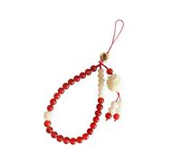 UTHCLO Natural Agate Phone Chain for Women, Decorative Cell Phone Strap with Red and White Agate Beads, Vintage Style Lanyard to Keep Cellphone Secure and Small Items Handy,