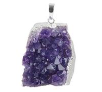 UTHCLO Natural Amethyst Crystal Cluster Pendant Compact Mineral Ore Charm for DIY Necklace Jewelry Making Unique Chic Design for All Ages Idea