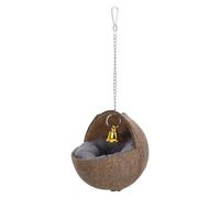 UTHCLO Natural Coconut Shell Hanging Tent Bed for Lovebird and Medium Small Pet Birds with Safe Nesting Curved Design and Cozy Pad for Bird Cage and Small Animal Habitats