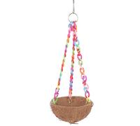 UTHCLO Natural Coconut Shell Parrot Bird Bed Hammock with Chain Hanging Nest for Breeding Birdcage Resting Perch and Sleeping House for Parakeets and Small Birds Random Color