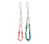 UTHCLO Natural Crystal Gemstone Beaded Phone Lanyard Keychain Set Decorative Phone Chain with Red and Turquoise Stones for Women