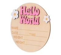 UTHCLO Newborn Name Sign and Wooden Infant Birth Announcement Plaque for Nursery Baby Welcome Decoration with Flower Detail, Deep Pink Baby Shower Photo Prop