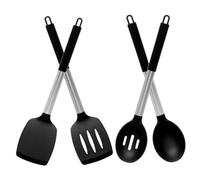UTHCLO Non Stick Silicone Kitchen Utensil with Stainless Steel Core Heat Resistant Cooking Tools for Stir Frying Braising Soup Serving Ergonomic Handles and Easy Drain Storage