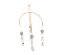 UTHCLO Nordic Style Mobile for Crib Girl with Wooden Beads and Wool Balls Hanging Wind Chime Nursery Decor Safe Sensory for Newborn Motor Skill Development