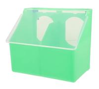 UTHCLO Parakeet Cage Feeder and Parrot Feeding Box with Lid, Dual-hole Green Hanging Food Dispenser, Wear-resistant Plastic Bird Food Container for Cage Feeding and Bird Health