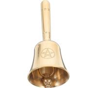 UTHCLO Pentagram Metal Handheld Bell for Divination and Tarot Ceremony Gold Altar Bell Three-Phase Moon Design for Home Décor and Spiritual Practice