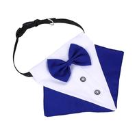 UTHCLO Pet Bowknot Collar and Triangular Bandana Bib for Dogs, Blue L Size Drool-resistant Dog Scarf Collar Accessory for Pet Apparel and Outdoor Use