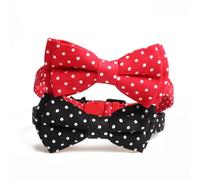 UTHCLO Pet Dog Collar with Bell Bow Tie Polka Dot Felt Neck Chain Adjustable Cute Neck Ring for Cats and Small Dogs Black