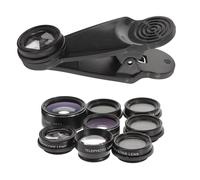 UTHCLO Phone Camera Lens Kit Wide-angle Macro Fisheye Kaleidoscope Zoom Lenses Clip Smartphones Black