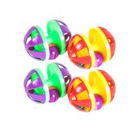 UTHCLO Plastic Cat Ball Random Color with Double Bells 4pcs Interactive and Fun Build Trust and Companionship Indoor Cat Teasing Playthings