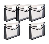 UTHCLO Plastic Expanding File Folder Reinforced Edges 5pcs with Snap Closure and Integrated Name Card Slot, Large Capacity Storage Suitable for Office and School Use for Office and