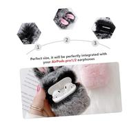 UTHCLO Plush Rabbit Ear Earphone Protective Case for Generation Soft Cute Headphones Cover with Fluffy Design Lightweight Compact Carrier for Stylish Earbuds