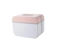 UTHCLO Portable Double Layer Plastic Medicine Storage Box with Handle Multifunctional Lockable Organizer for Home Office School and Travel Medium Pink