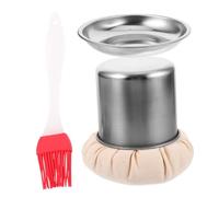 UTHCLO Practical Oil Brush with Tray for Pancakes and Cooking Ergonomic Handle Home Oil Wiper Basting and Spreading Tool for Breakfast Easy to Clean and Comfortable Grip Random Color