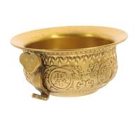 UTHCLO Premium Brass Cornucopia Decorative Bowl with Intricate Fish Carvings Golden Desktop Ornament for Temple Offering and Party Adornment Small Elegant Feng Shui