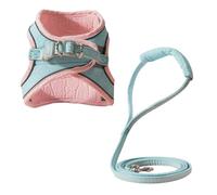 UTHCLO Pulling Rope Harness Set Suede Fabric Outdoor Walking Harness with Leash Pink Blue Easy to Use Prevents Getting Lost for Walking The Cat