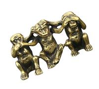 UTHCLO Pure Brass Three Wise Monkeys Statue Decoration See No Evil Hear No Evil Monkey Sculpture for Office Desk Ornament for Home and Workplace