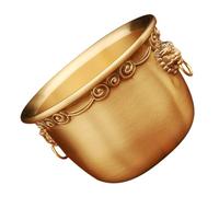 UTHCLO Pure Copper Feng Shui Golden Treasure Basin with Lion Head Design Small Decorative Bowl for Home Office Wealth Symbol Brass Fortune Cup for Buddhist Worship and Prosperity