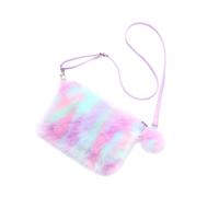 UTHCLO Purple Tie-dye Shoulder Bag for Women, Plush Pu Material Cross-body Design Rainbow Shape Sling Bag, Stylish and Functional for Daily Use