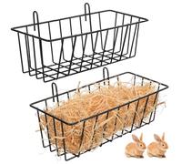 UTHCLO Rabbit Hay Feeder 2pcs Black Iron Bunny Feeder for Rabbits Guinea Pigs Small Animals Convenient Attachment for Cages