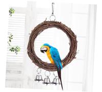UTHCLO Rattan Vine Parrot Swing with Bell Buckle Standing Bird Cage for Climbing Chewing and Coordination Training Natural Vine Pendant for Parrots and Birds Random Color