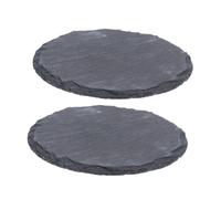 UTHCLO Reptile Tortoise Basking Stone Platform 2pcs Natural Rock Feeding Dish Round Shape for Turtle and Lizard Habitat