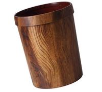 UTHCLO Retro Imitated Solid Wood Trash Can 22x28cm Vintage Plastic Household Litterbin with Lid, Bedroom Storage Bucket for Living Room and Hotel Waste Container