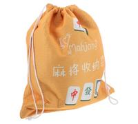 UTHCLO Reusable Drawstring Mahjong Storage Bag, Thickened Yellow Fabric Organizer Pouch for Board Game Tiles, Portable Large Mahjong Organizer Suitable for Travel and Home Storage