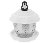 UTHCLO Reusable White Colour Tea Infuser Filter Stainless Steel and Silicone with Penguin Shape for Loose Leaf Teas for Home Brewing