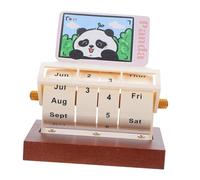 UTHCLO Rotary Wooden Perpetual Desk Calendar with Cute Panda Design Compact Space Saving Month Week Day Date Display for Office Home School Classroom User Friendly Manual Rotating