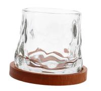 UTHCLO Rotating Whiskey Glass with Wooden Base for Bar Enthusiasts Classic Glassware with Stable Anti-tip Design Glass Construction and Interactive Tasting Experience at Home
