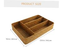 UTHCLO Rustic Pastoral Style Woven Storage Basket with Four Compartments Multi-purpose Home Organizer for Bedroom Closet Yellow Decorative Storage Bin