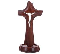 UTHCLO Rustic Wooden Cross Tabletop Decor for Easter Party and Baptism Unfinished Standing Cross for Prayer and Meditation Versatile Christian Home and Church Decoration Gift