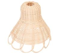 UTHCLO Rustic Woven Rattan Lamp Shade Small Pendant Lamp Cover with Weaving Design for Bedroom and Room Photo Prop, Beige Decorative Light Fitting
