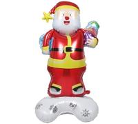 UTHCLO Self Standing Santa Claus Inflatable Foil Balloon for Christmas Celebration Large Xmas Photo Prop Easy Setup Holiday Party Decoration Stable Centerpiece for Shopping Mall