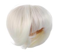 UTHCLO Short Bob Doll Wig 17cm High-Temperature Fiber Small Doll Hairpiece Kawaii Straight Milk White Hair Accessories for 6.7 Styling and Play